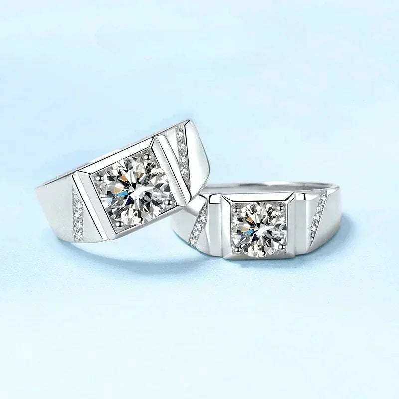 Elegant Design 1/2 Carat Moissanite Diamond Pronged ring Mens, PT950 Platinum Luxury Quality Daily Simple Ring Atmosphere Gift