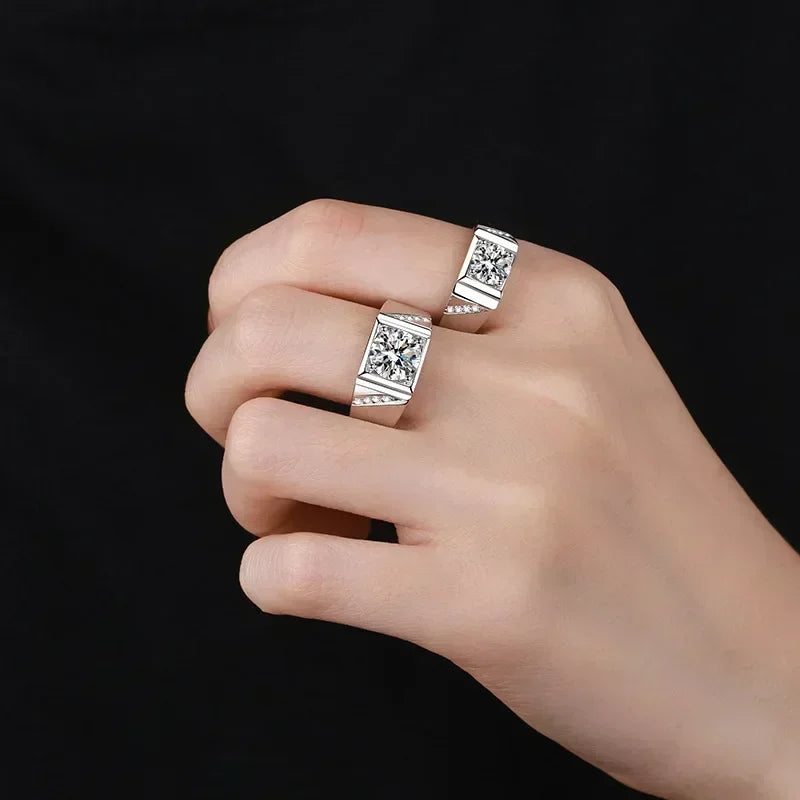 Elegant Design 1/2 Carat Moissanite Diamond Pronged ring Mens, PT950 Platinum Luxury Quality Daily Simple Ring Atmosphere Gift