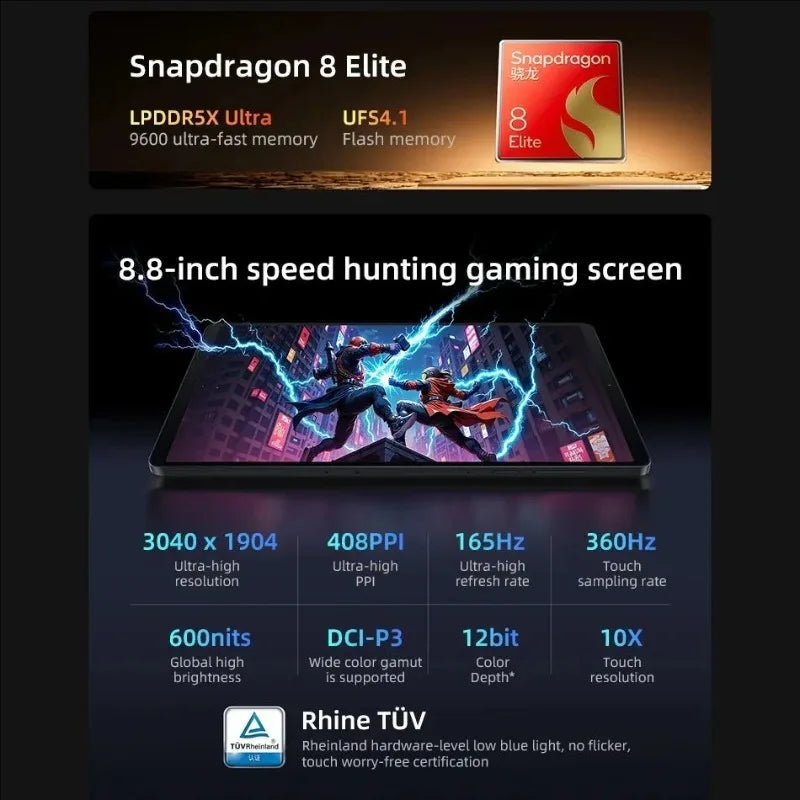 Lenovo tablet PC LEGION Y700 4th LCD Screen 3040*1904 3K 68W Fast Charge Snapdragon 8 Ultra Edition 7600mAh Battery 8.8-inch