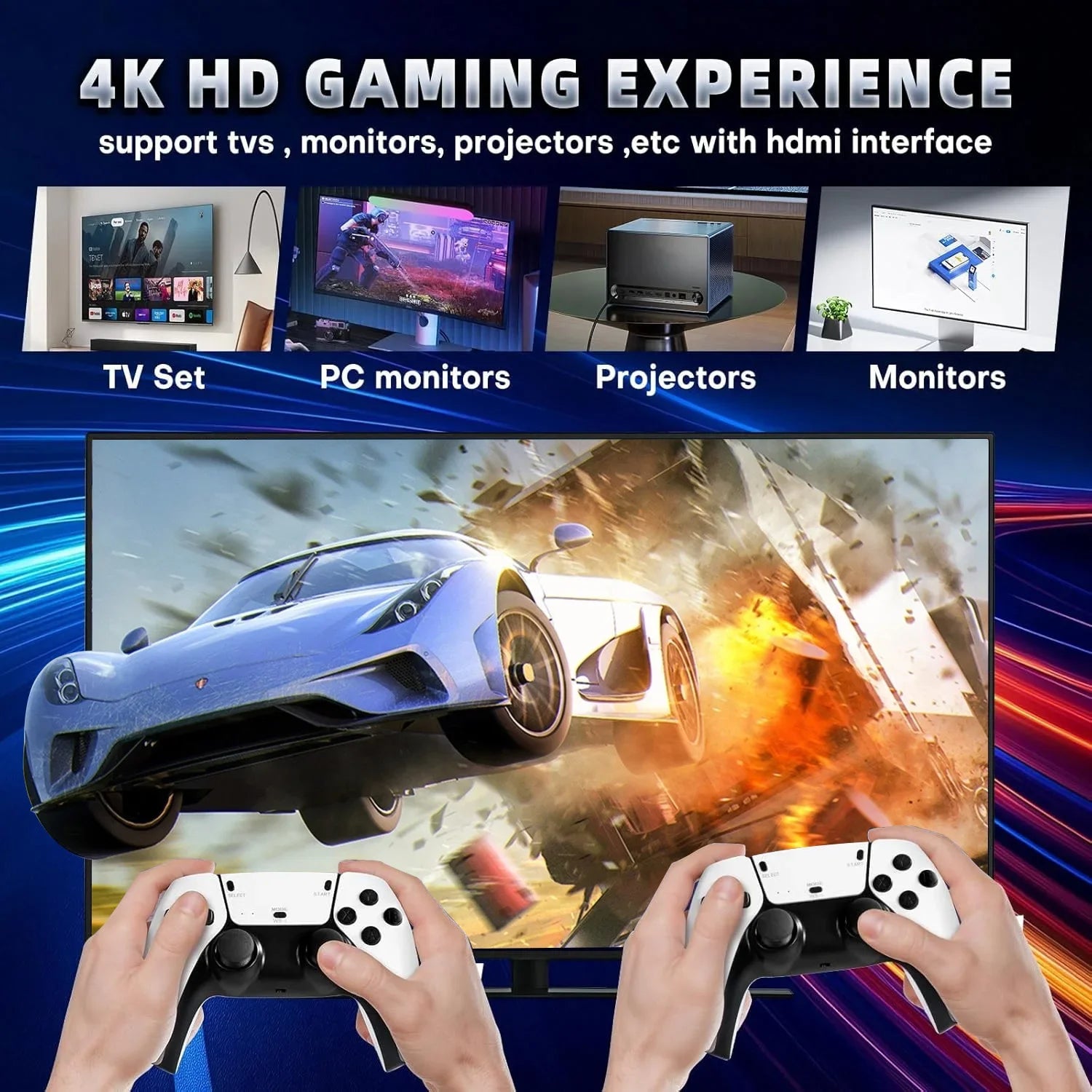 40000+/50000 games, M15 Ultra video game console, 128GB storage, wireless controller, HD output, PS1 emulator, two-player portab